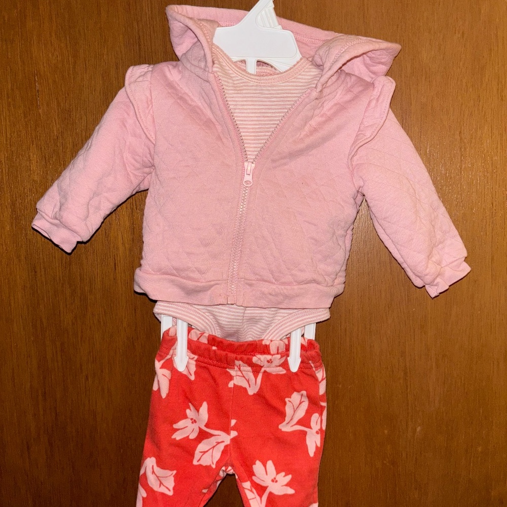 Carter’s 3 pieces set light pink newborn 0m